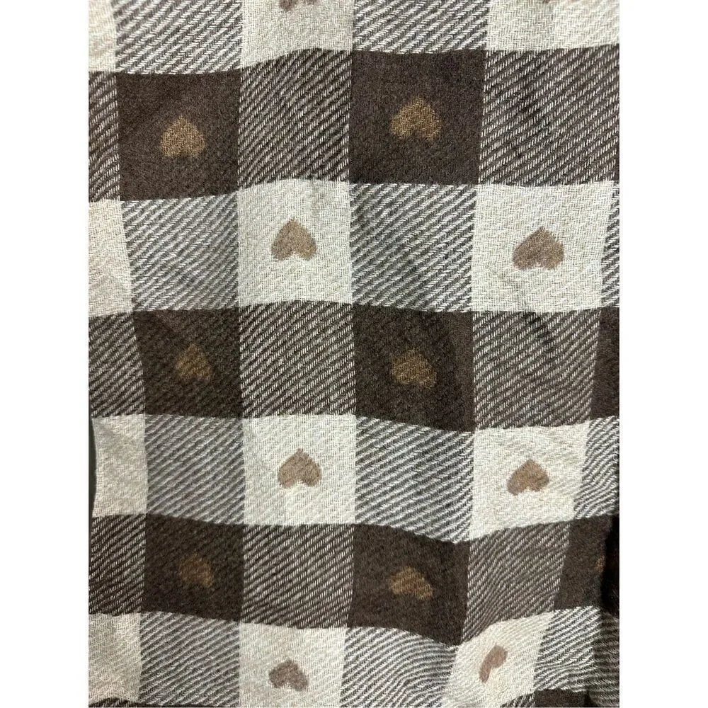 Brown heart detailed checkerboard scarf